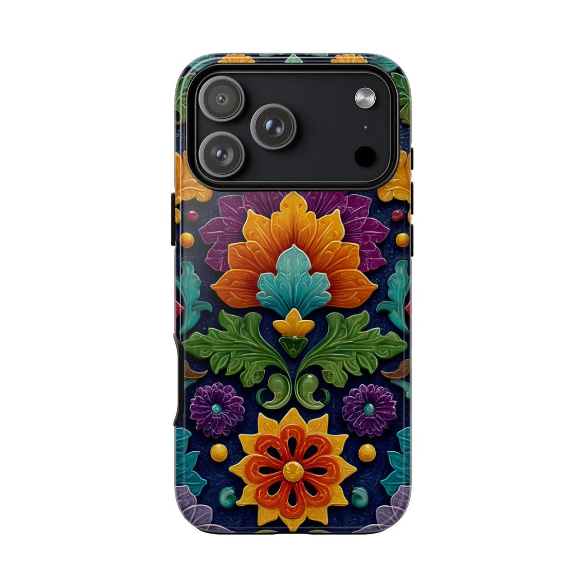 Colorful Talavera Ceramic Tile Pattern Style with iPhone 17 to 11 Pro ...