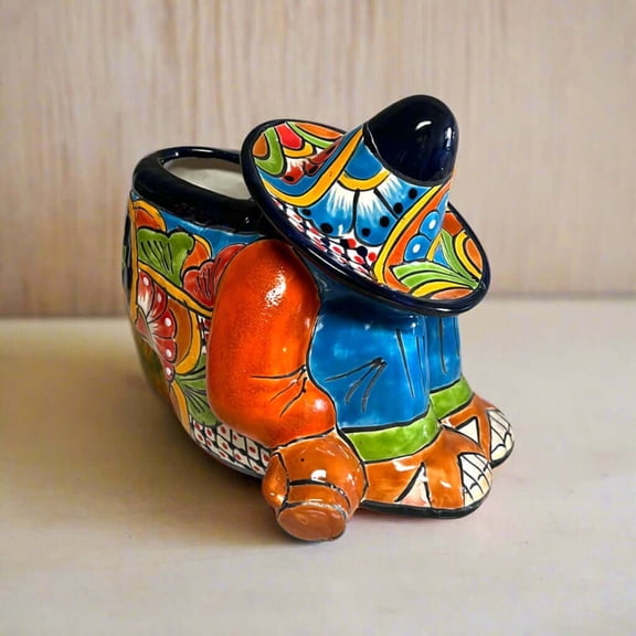 Colorful Talavera Panchito Planter | Mexican Sleeping Man Pottery