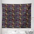thumbnail image 1 of Colorful Tapestry, Feminine Floral Composition Spring Nature Prospering Garden on Dark Background, Fabric Wall Hanging Decor for Bedroom Living Room Dorm, 5 Sizes, Multicolor, by Ambesonne, 1 of 1