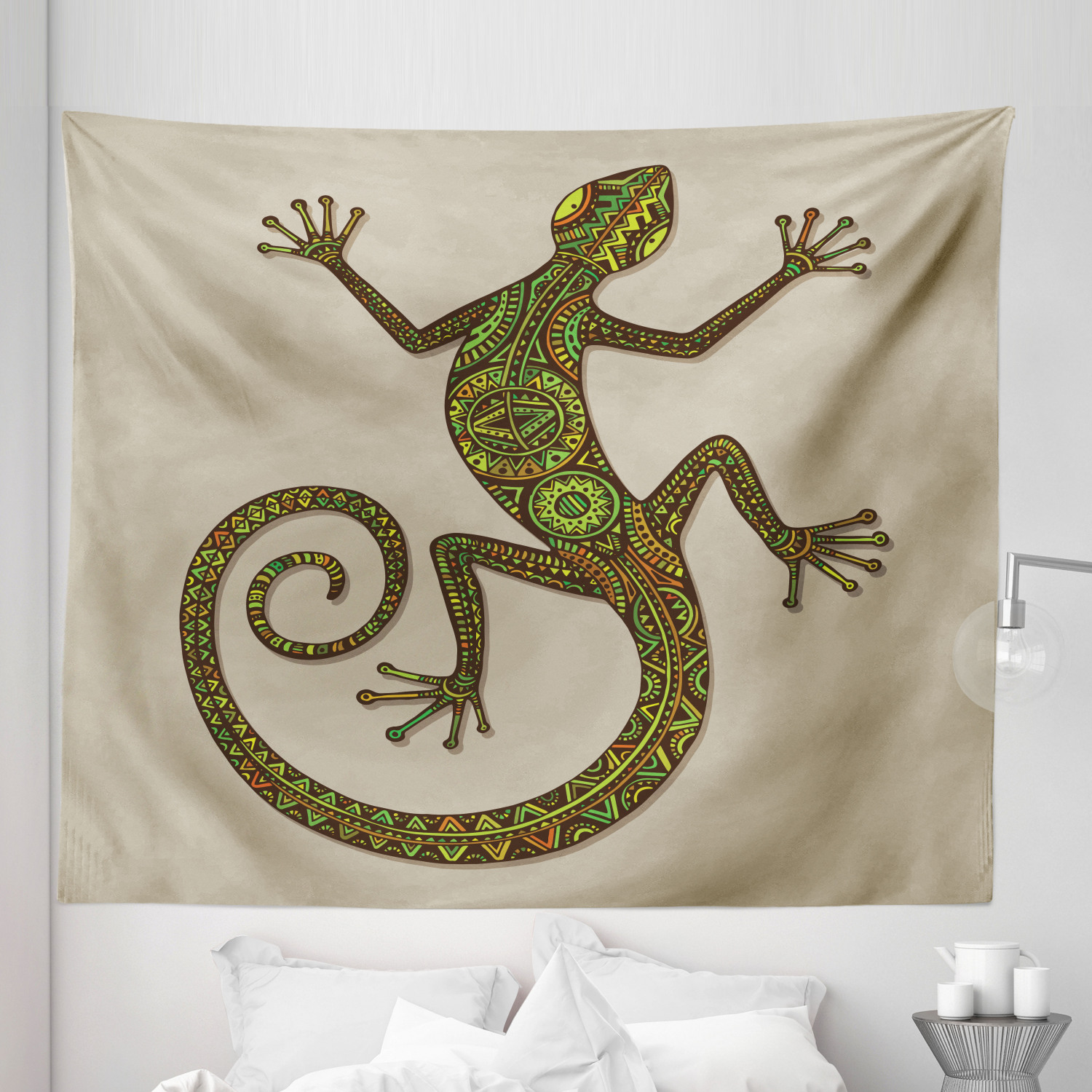 Colorful Tapestry, Ornamental Colorful Lizard Patterns Moving Around ...
