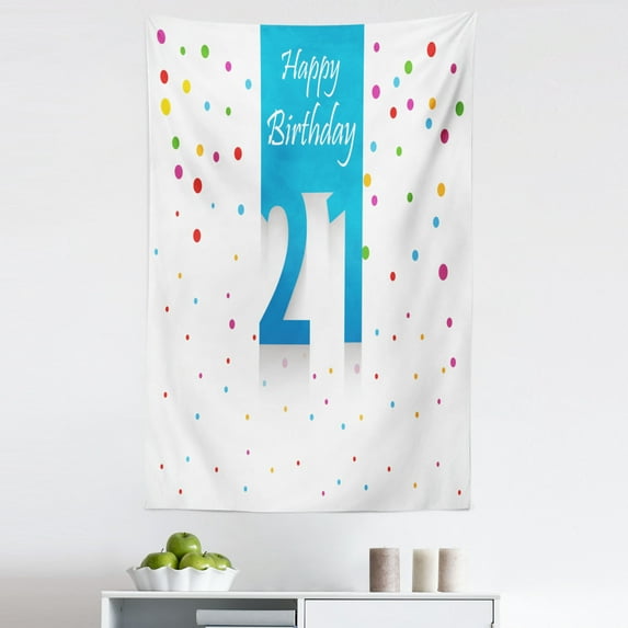 Colorful Tapestry, Party Themed Happy Birthday Celebration Words on Colorful Background, Fabric Wall Hanging Decor for Bedroom Living Room Dorm, 5 Sizes, Multicolor, by Ambesonne