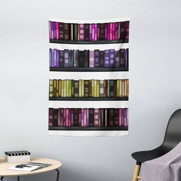 Colorful Tapestry, Rows of Books Pattern with Horizontal Stripes and Color Changes Abstract Cartoon, Wall Hanging for Bedroom Living Room Dorm Decor, 40W X 60L Inches, Multicolor, by Ambesonne