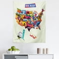 thumbnail image 1 of Colorful Tapestry, US Map Seashore and Sunflowers Tourist Attractions Jersey Cow Milk Corn Field, Fabric Wall Hanging Decor for Bedroom Living Room Dorm, 5 Sizes, Multicolor, by Ambesonne, 1 of 1