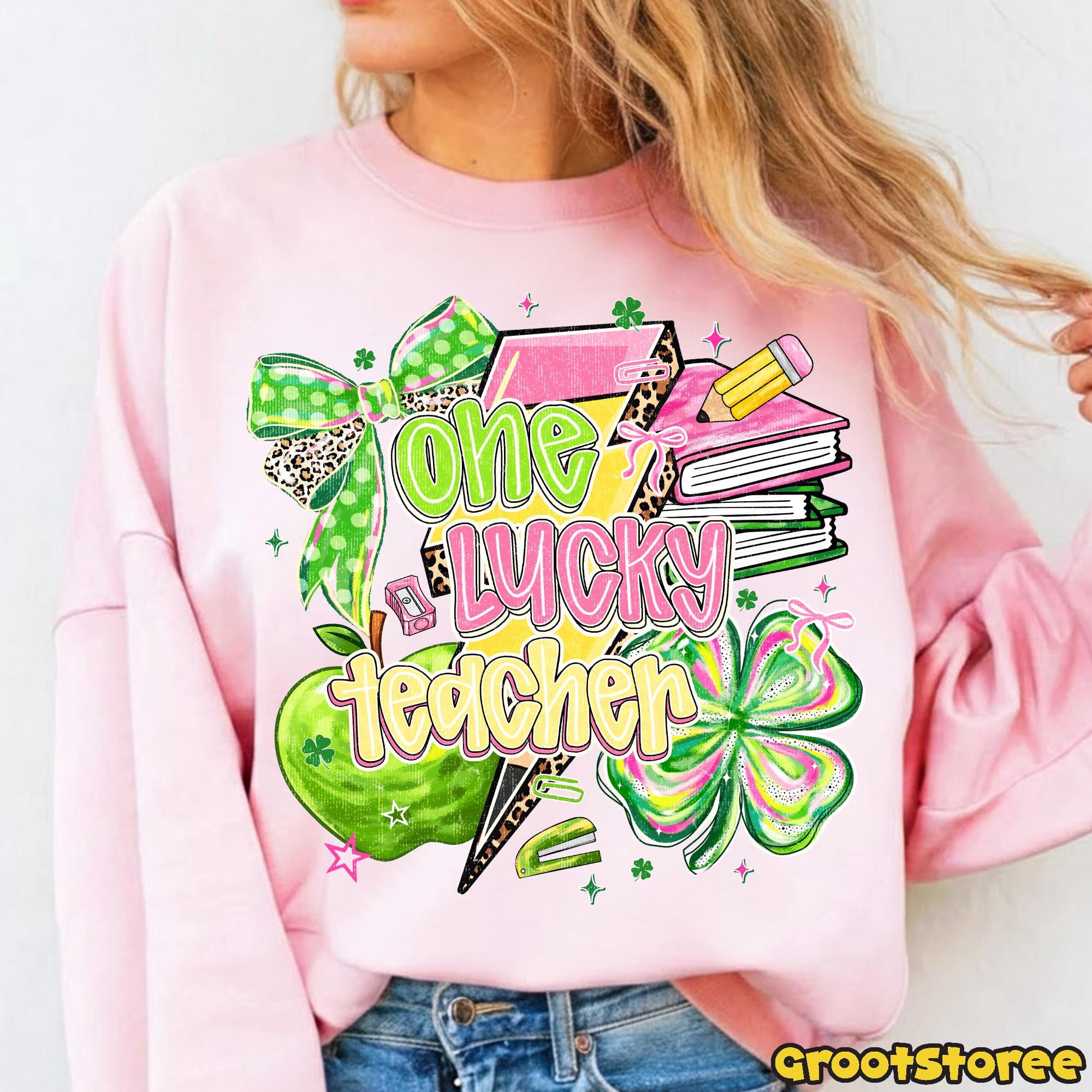 Colorful Teacher St Patrick's Day Sweatshirt for Lucky Gift with Four ...