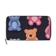 thumbnail image 1 of Colorful Teddy Bears Women's Long Zipper Wallet Bifold Clutch Purse PU Leather Card Cases, 1 of 6