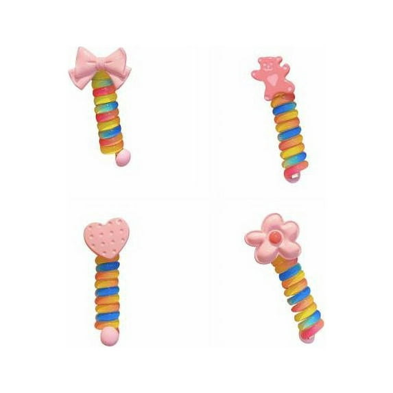 Colorful Telephone Wire Hair Bands for Kids,Spiral Hair Ties No Crease,Elastic Hair Tie with Bowknot Braided,Waterproof Phone Cord Hair Coils,Elastic Hair Ties Hair Accessories for Women Girls Kids