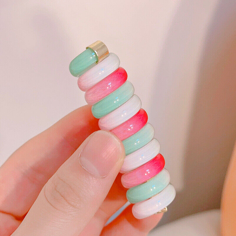 Colorful Telephone Wire Hair Bands for Kid,Ponytail Braid Fixed Spiral