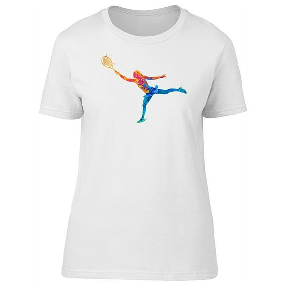 Colorful Tennis Girl Silhouette T-Shirt Women -Image by Shutterstock, Female XX-Large