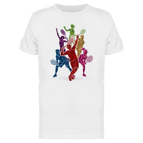 Colorful Tennis Players T-Shirt Men -Image by Shutterstock, Male x-Large