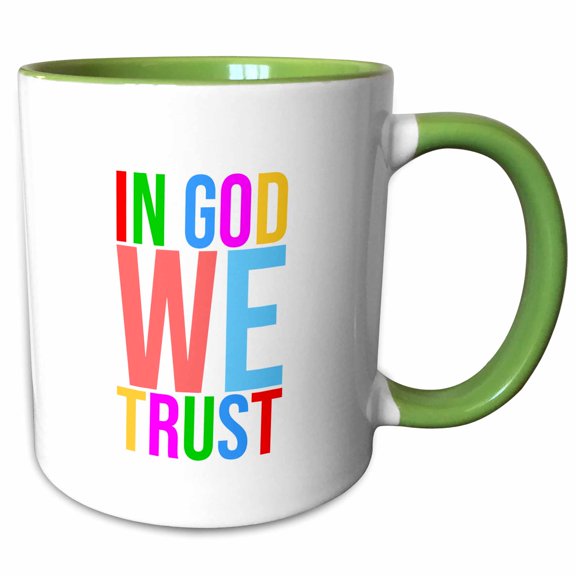 3drose, Colorful Text in God We Trust. Cool Typographic Design, Gift, Charm, 11oz Two-tone Green Mug