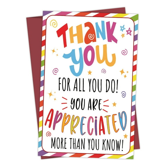 Colorful Thank You Card - "Thank You for All You Do!" Appreciation Card - Perfect for Gifting, Encouragement, and Gratitude - Includes Envelope