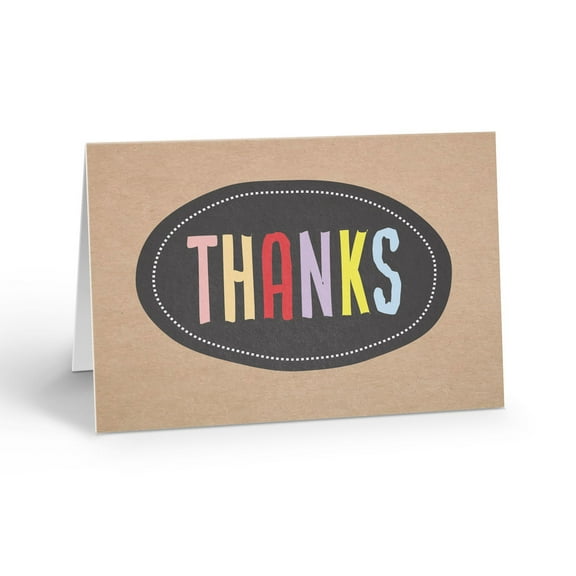 Colorful Thanks Note Card - 10 Thank You Note Cards with Envelopes - B14402