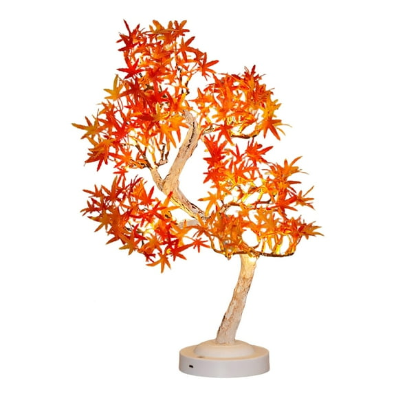 Colorful Thanksgiving Maple Leaf Tree Light, Usb And Battery Powered Table Lamp With Warm White Leds, Fall Themed Night Light