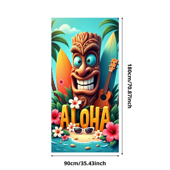 Colorful Theme Aloha Banner Decorative Design Hawaiian Tiki Party Backdrop for Beach Party Luau Party Summer Event