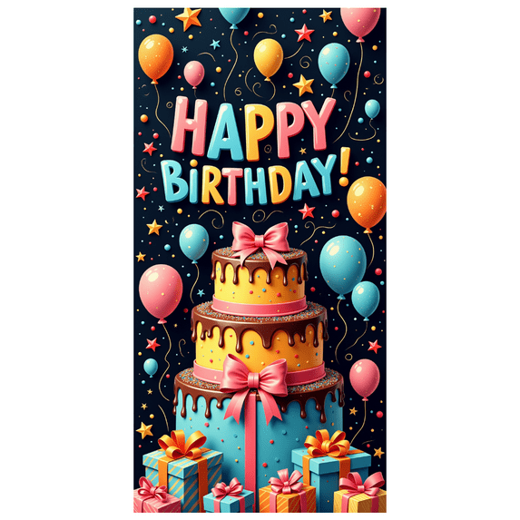 Colorful Theme Banner Decorative Cake Birthday Party Balloons for Birthday Celebration Kids Party