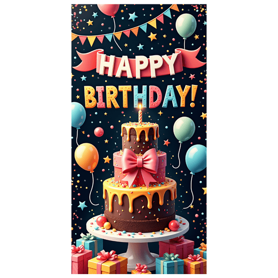 Colorful Theme Banner Decorative Cake Birthday Party Balloons for Birthday Celebration Kids Party