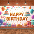 thumbnail image 1 of Colorful Theme Banner Decorative Design Birthday Party Banner Balloon Decoration Party Backdrop for Birthday Party Kids Party Indoor Decoration, 1 of 8