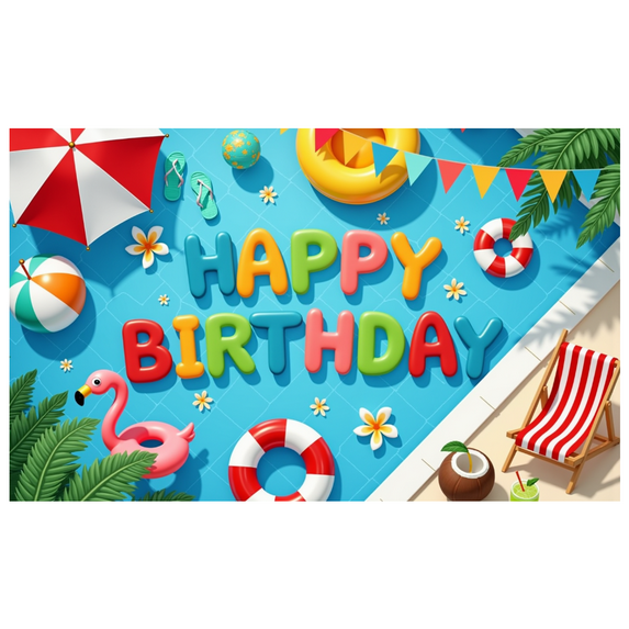 Colorful Theme Banner Inflatable Flamingo Pool Party Backdrop Polyester Material for Birthday Celebration Summer Event Kids Party