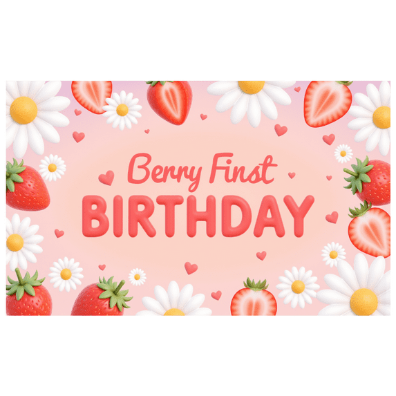 Colorful Theme Berry First Birthday Banner Decorative Design for Kids Party Summer Celebration Indoor Decoration