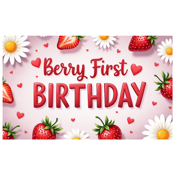 Colorful Theme Berry First Birthday Banner Decorative Design for Kids Party Summer Celebration Indoor Decoration