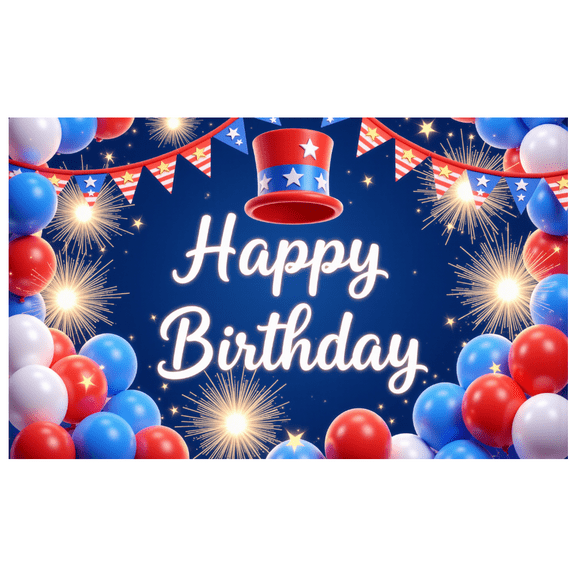 Colorful Theme Birthday Banner Decorative Design Party Backdrop for Kids Celebration Patriotic Event Indoor Decoration