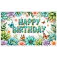 thumbnail image 1 of Colorful Theme Birthday Banner Floral Design Decorative Butterfly Birthday Celebration Event Decoration for Birthday Party Indoor Decoration Photo Shoot, 1 of 7