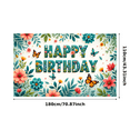 thumbnail image 1 of Colorful Theme Birthday Banner Floral Design Decorative Butterfly Birthday Celebration Event Decoration for Birthday Party Indoor Decoration Photo Shoot, 1 of 7