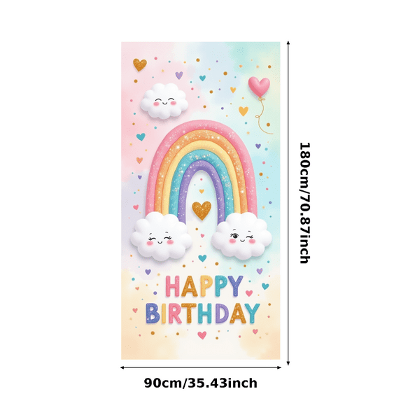Colorful Theme Birthday Banner Rainbow Design Happy Birthday Banner for Kids Party Celebration Photo Background