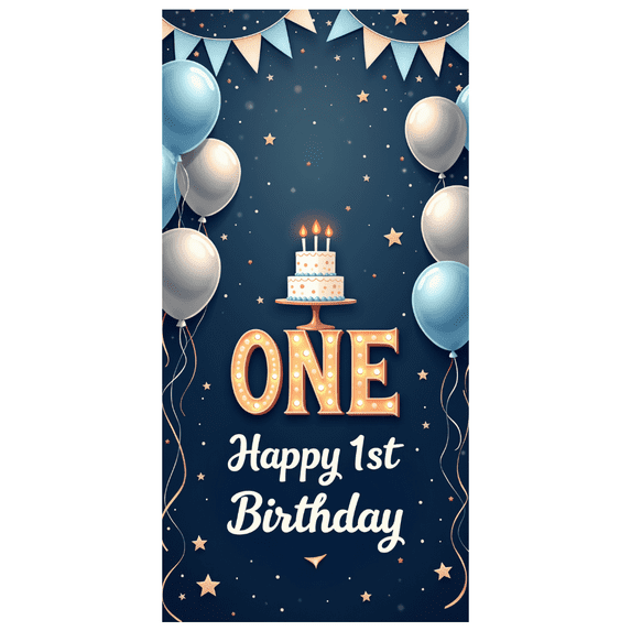 Colorful Theme Birthday Party Banner Decorative Design Happy 1st Birthday Balloon Decoration for Birthday Party Kids Celebration Indoor Decoration