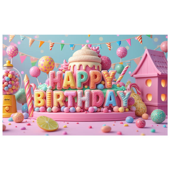Colorful Theme Birthday Party Banner Decorative Design Happy Birthday Banner for Kids Celebration Indoor Decoration Party