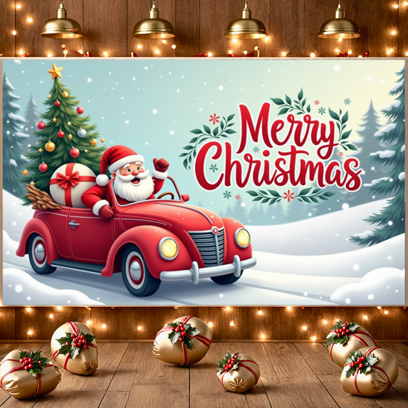 Colorful Theme Christmas Banner Decorative Design Holiday Decoration Winter Celebration Welcome Scene for Holiday Party Indoor Event Seasonal Display