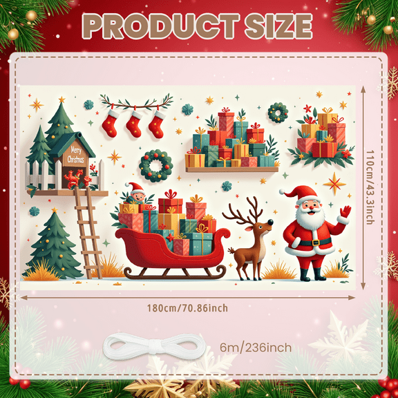 Colorful Theme Christmas Banner Decorative Design Snowman Banner Gift Prop for Holiday Celebration Winter Festival Indoor Decoration