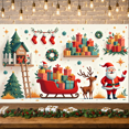 thumbnail image 1 of Colorful Theme Christmas Banner Decorative Design Snowman Banner Gift Prop for Holiday Celebration Winter Festival Indoor Decoration, 1 of 9