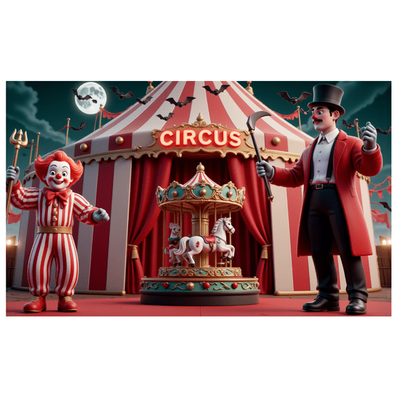 Colorful Theme Circus Banner Clown Design Decorative Elements Red Curtains Party Decoration Carnival for Kids Party Indoor Decoration Birthday Celebration