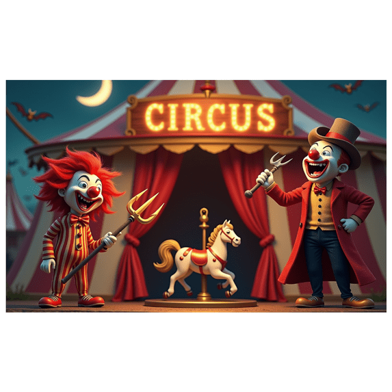 Colorful Theme Circus Banner Clown Design Decorative Elements Red Curtains Party Decoration Carnival for Kids Party Indoor Decoration Birthday Celebration