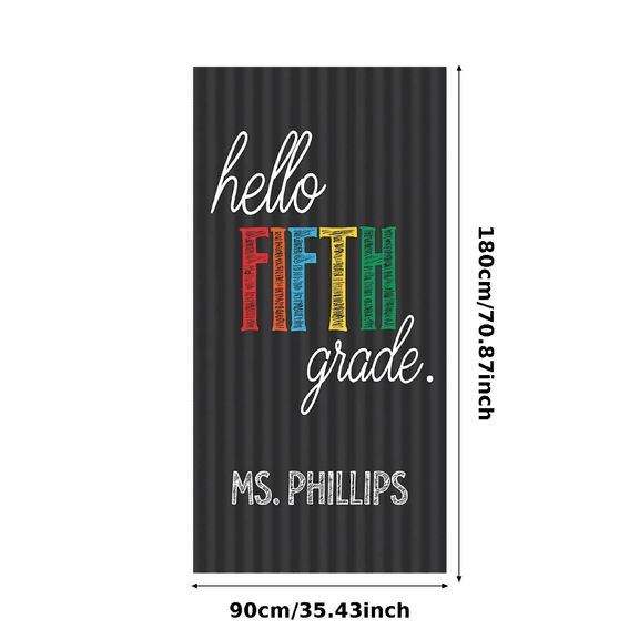 Colorful Theme Classroom Banner Hello Fifth Grade Educational for School Decoration Student Welcome
