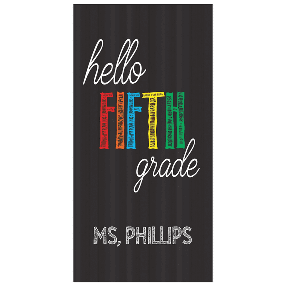 Colorful Theme Classroom Banner Hello Fifth Grade Educational for School Decoration Student Welcome