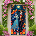 thumbnail image 1 of Colorful Theme Day of the Dead Banner Skeleton Couple Mexican Festival Decorative Floral for Cultural Celebration Indoor Decoration Event Decoration, 1 of 9