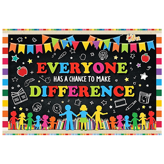 Colorful Theme Everyone Difference Banner Inspirational Classroom Learning for School Decoration Children Teamwork Motivational