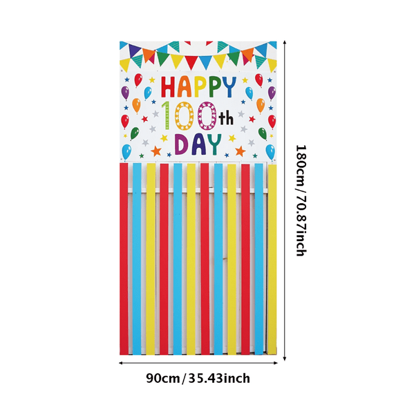 Colorful Theme Happy 100th Day Banner for Kids Celebration Party Decoration Photo Backdrop