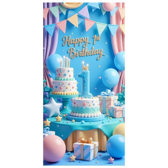 Colorful Theme Happy 1st Birthday Party Decor Cake Decoration Balloon Design Crown for Kids Celebration Indoor Decoration Photo Shoot