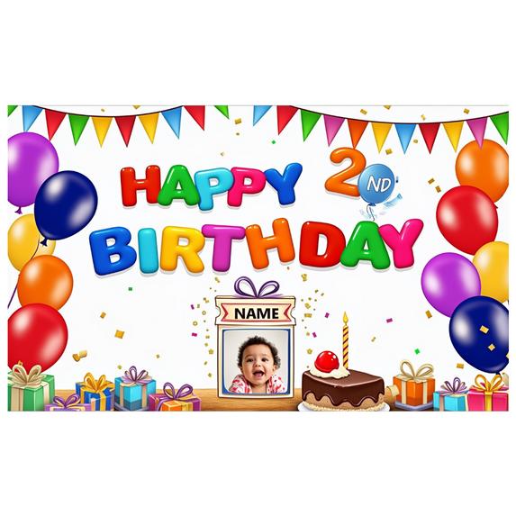 Colorful Theme Happy Birthday Banner Balloon Decoration Party Backdrop for Kids Party Indoor Decoration Photo Shoot