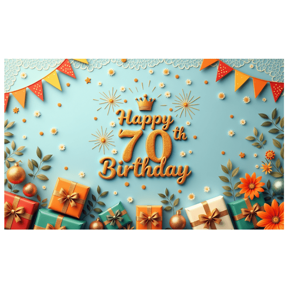 Colorful Theme Happy Birthday Banner Decorative Design 70th Birthday Party Balloon Decoration Celebration Banner for Milestone Celebration Indoor Decoration Kids Party