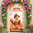 thumbnail image 1 of Colorful Theme Happy Thanksgiving Animal Character Autumn Leaves Banner for Fall Celebration Holiday Party Indoor Outdoor Decoration, 1 of 8