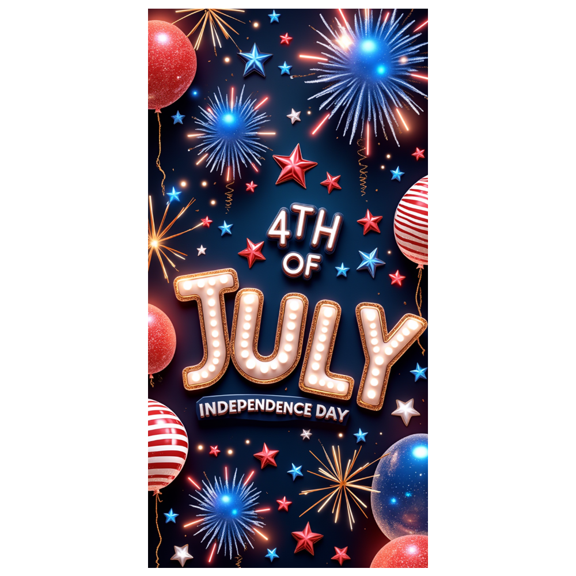 Colorful Theme Independence Day Banner Decorative Design 4th of July Party Decoration for USA Celebration Holiday Festivity
