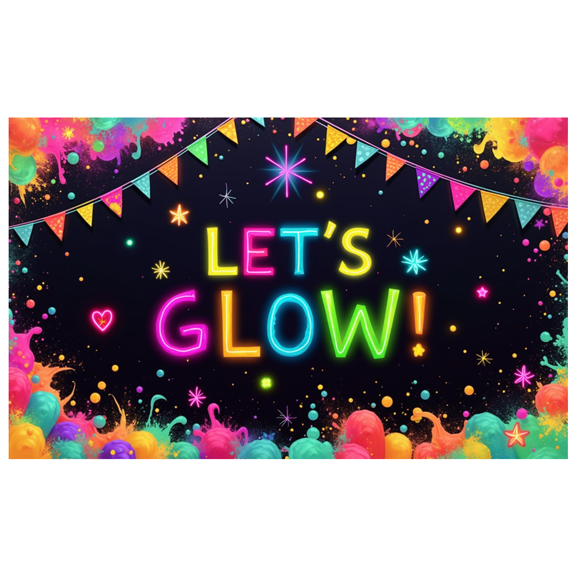 Colorful Theme Let's Glow Neon Banner Decorative Lights Festive Fun for Party Celebration Indoor Decoration Event Backdrop