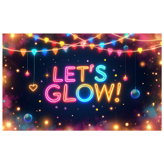 Colorful Theme Let's Glow Neon Banner Decorative Lights Festive Fun for Party Celebration Indoor Decoration Event Backdrop