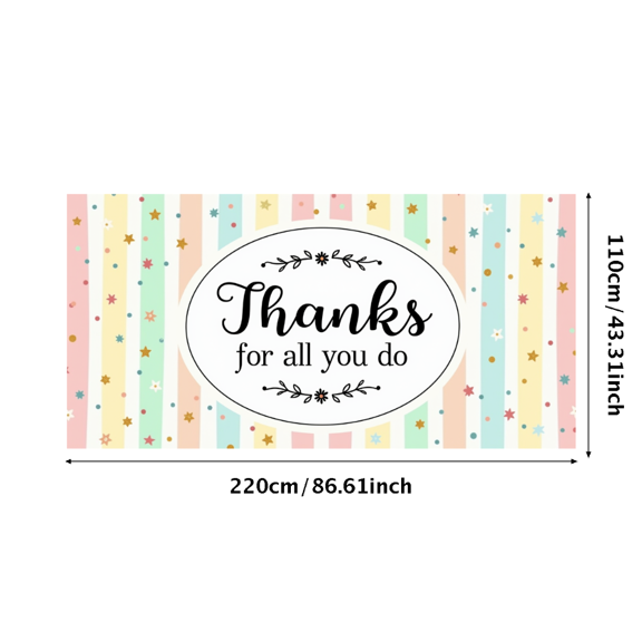 Colorful Theme Thanks Banner Decorative Design Thank You Banner Star Pattern for Teacher Appreciation Graduation Celebration Office Decor