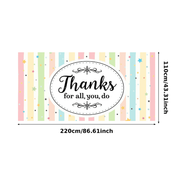 Colorful Theme Thanks Banner Decorative Design Thank You Banner Star Pattern for Teacher Appreciation Graduation Celebration Office Decor