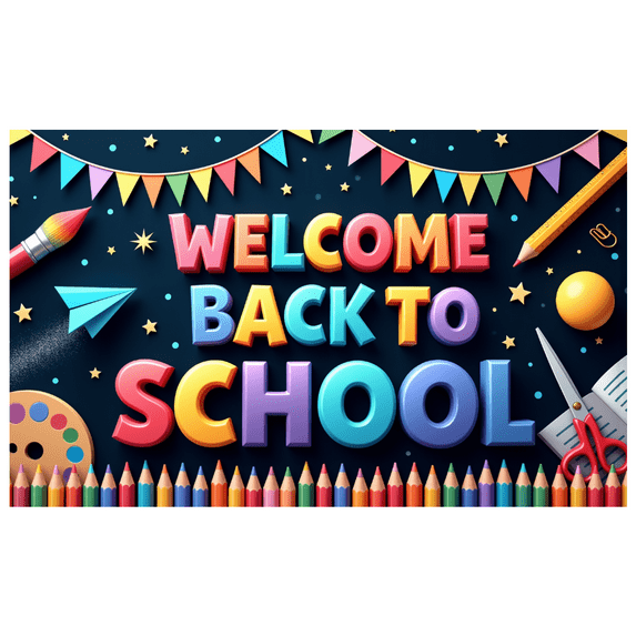 Colorful Theme Welcome Back to School Decorative Banner for Classroom Decoration School Event Kids